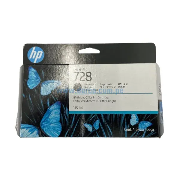 Tinta Hp 3WX25A (728) 130ML DesignJet T830 / T730 Matte Black, Rendimiento 130 Mililitros. Ingresa y Pide El Tuyo En Darco.com.pe
