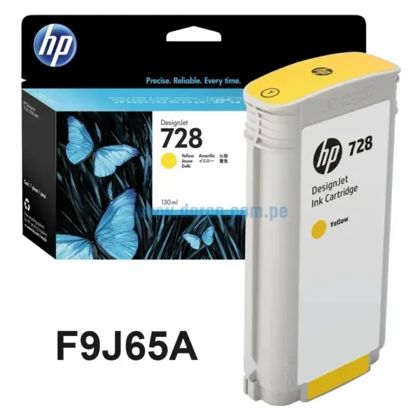 Tinta Hp F9J65A (728) 130ML DesignJet T830 / T730 Amarillo, Rendimiento 130 Mililitros. Ingresa y Pide El Tuyo En Darco.com.pe