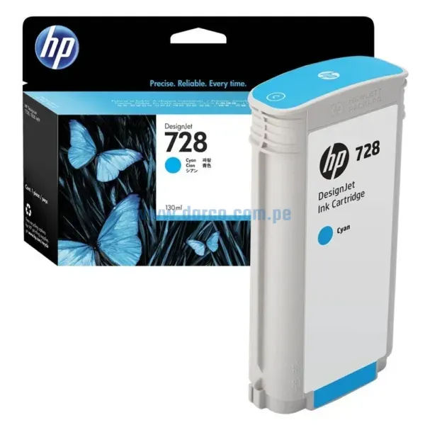 Tinta Hp F9J67A (728) 130ML Cyan Compatible Con Impresoras DesignJet T830 / T730, Contenido 130 Mililitros, Envios a Todo El Peru.