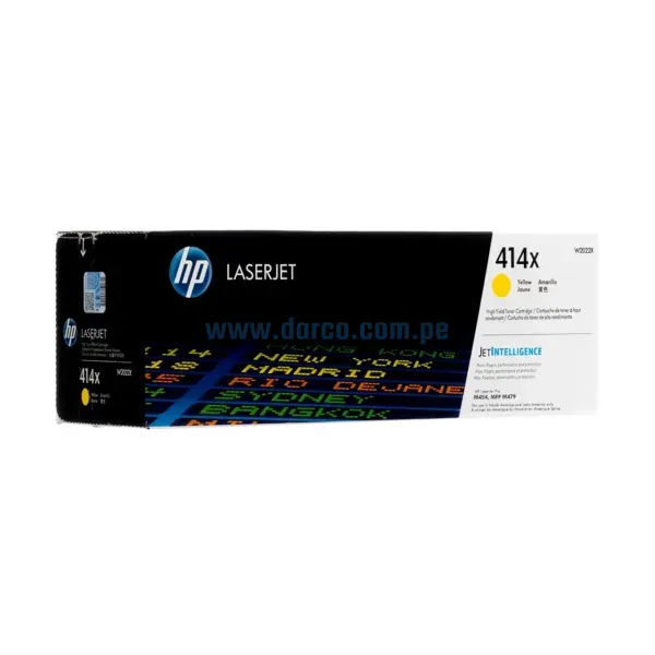 Toner Hp W2022X (414X) Amarillo, Compatible Con Impresoras Hp LaserJet Enterprise Pro M454dw / MFP M479fdn / M479dw / M479fdw, Rendimiento 6.000 Paginas.