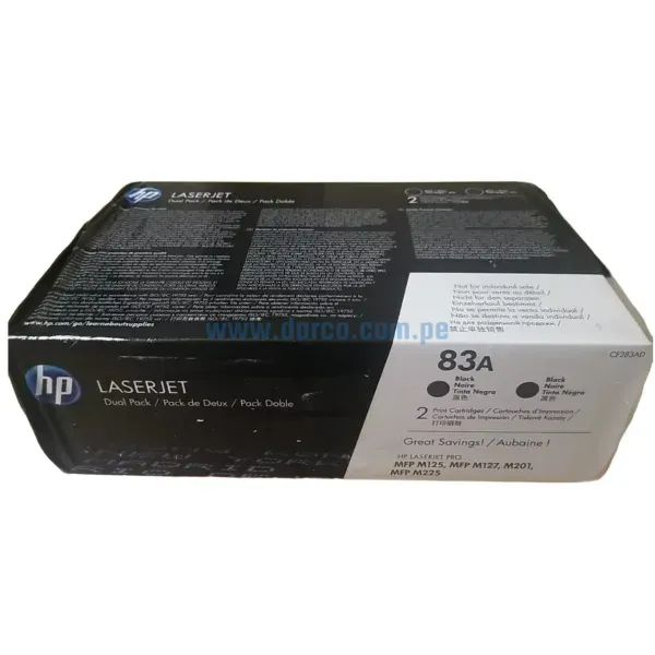 toner-hp-cf283ad-83ad-dual-pack-laserjet-pro-m125-m127-m201dw-m225dw-black Toner Hp CF283AD (83AD) Dual Pack Laserjet Pro M125 / M127 / M201dw / m225dw Black, Rendimiento 3.000 Páginas De Impresion. Ingresa y Pide El Tuyo.