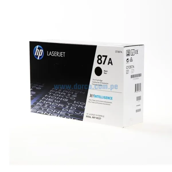 Toner Hp CF287A (87A) LaserJet Enterprise M506 / MFP M527 Negro, Rendimiento 9.000 Páginas De Impresion. Ingresa y Pide El Tuyo.
