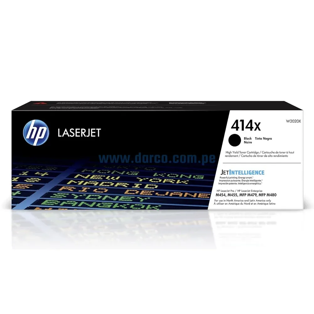 Toner Hp W2020X (414X) Black, Compatible Con Impresoras Hp LaserJet Enterprise Pro M454dw / MFP M479fdn / M479dw / M479fdw, Rendimiento 7.500 Paginas.