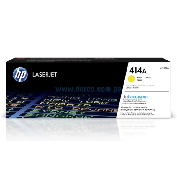Toner Hp W2022A (414A) Color Amarillo, Compatible Con Impresoras Hp LaserJet Enterprise Pro M454dw / MFP M479fdn / M479dw / M479fdw, Rendimiento 2.100 Paginas.