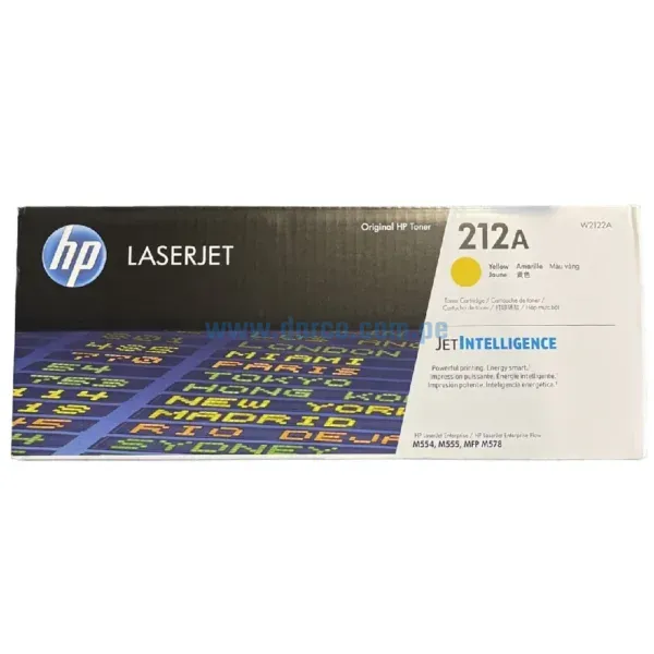 Toner Hp W2122A [212A] Amarillo, Compatible Con Impresoras HP LaserJet M554 | M555 | MFP M578, Rendimiento 4.500 Paginas. Envios a Todo El Peru.