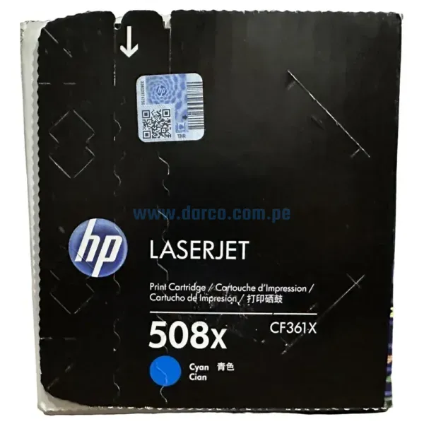 Toner Hp CF361X [508X] Cyan, Compatible Con Impresoras HP LaserJet MFP M553 | M552 | M5677, Alto Rendimiento 9.500 Paginas. Envios a Todo El Peru.