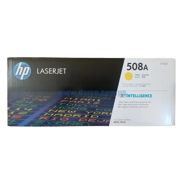 Toner Hp CF362A [508A] Yellow, Compatible Con Impresoras HP LaserJet MFP M553 | M552 | M5677, Rendimiento 5.000 Paginas. Envios a Todo El Peru.