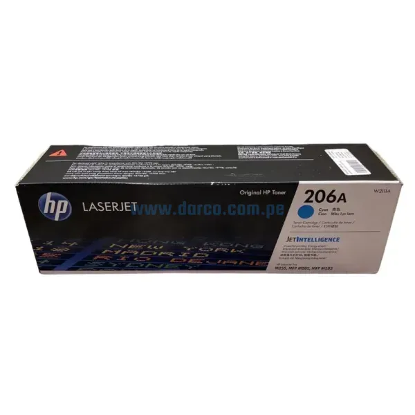 Toner Hp W2111A [206A] Cyan, Compatible Con Impresoras HP LaserJet Pro M255dw | M283fdw, Rendimiento 1.250 Paginas. Envíos a Todo El Peru.