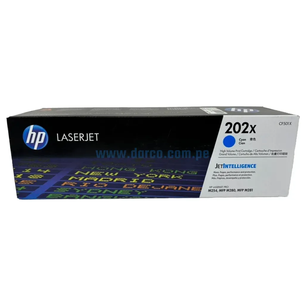 Toner Hp CF501X [202X] Cyan, Compatible Con Impresoras HP LaserJet Pro M254dw | M281fdw, Alto Rendimiento 2.500 Paginas. Envíos A Nivel Nacional.