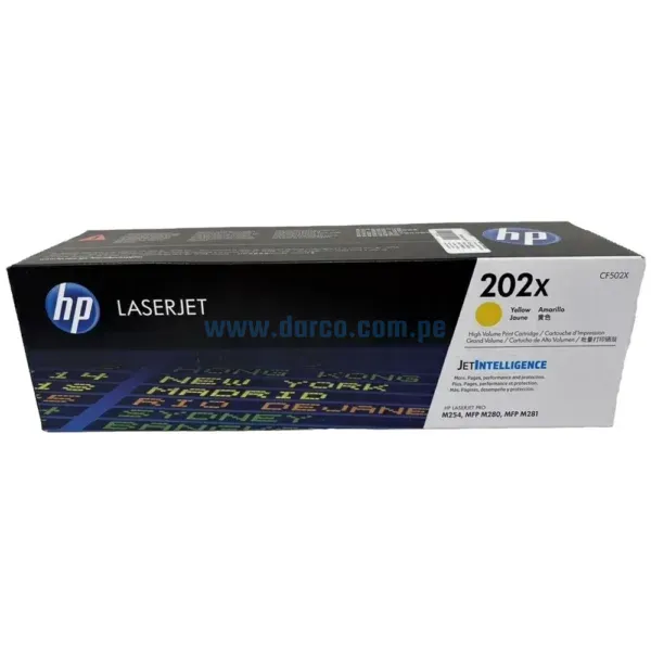 Toner Hp CF502X [202X] Yellow, Compatible Con Impresoras HP LaserJet Pro M254dw | M281fdw, Alto Rendimiento 2.500 Paginas. Envíos A Nivel Nacional.