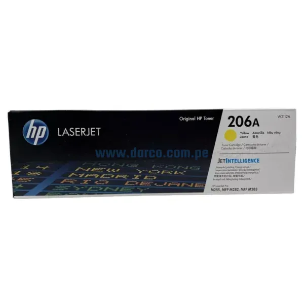 Toner Hp W2112A [206A] Yellow, Compatible Con Impresoras HP LaserJet Pro M255dw | M283fdw, Rendimiento 1.250 Paginas. Envíos a Todo El Peru.