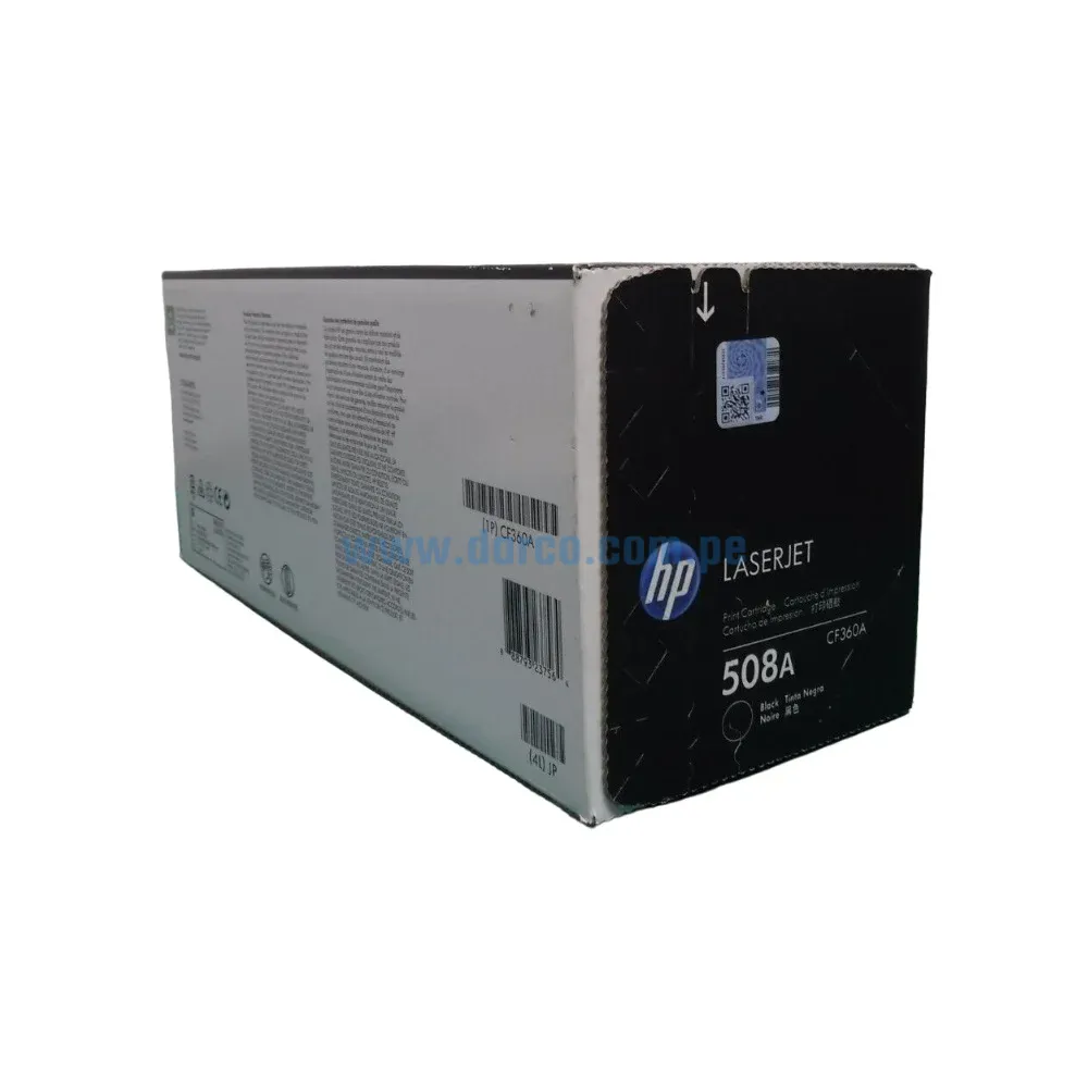 Toner Hp CF360A [508A] Black, Compatible Con Impresoras HP LaserJet MFP M553 | M552 | M5677, Rendimiento 6.000 Paginas. Envios a Todo El Peru.