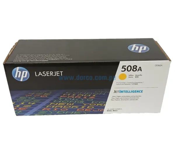 Toner Hp CF362A [508A] Yellow, Compatible Con Impresoras HP LaserJet MFP M553 | M552 | M5677, Rendimiento 5.000 Paginas. Envios a Todo El Peru.