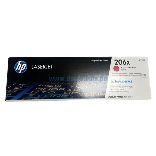 Toner Hp W2113X [206X] Magenta, Compatible Con Impresoras HP LaserJet Pro M255dw | M283fdw, Alto Rendimiento 2.450 Paginas. Envíos a Todo El Peru.