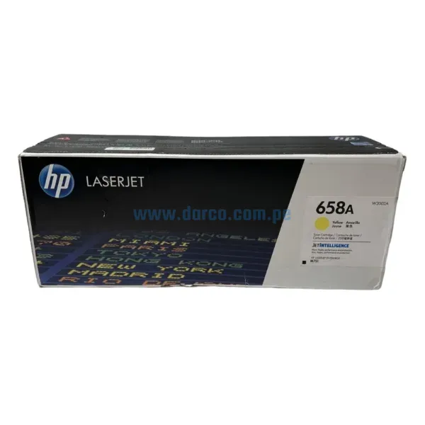 Toner Hp W2002A (658A) Amarillo, Compatible Con Impresoras HP LaserJet Enterprise M751, Rendimiento 6.000 Paginas. Envíos a Todo El Peru.