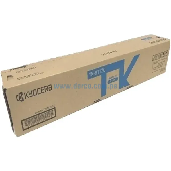 Toner Kyocera TK-8117C 1T02P3CUS0 Cyan. Para Impresoras Kyocera Ecosys M8124CIDN / M8130CIDN, Rendimiento 6.000 Páginas. Envios A Nivel Nacional.