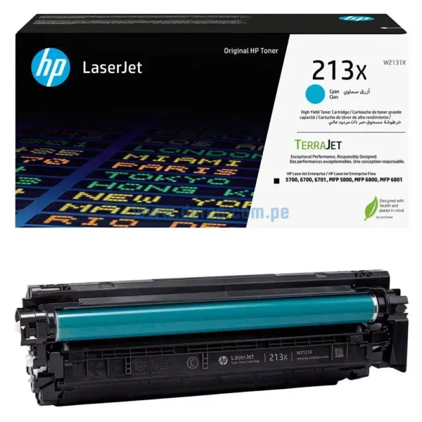 Toner Hp W2131X (213X) Laserjet 5700dn | 6700dn | MFP 5800dn | 6800dn Cyan, Alto Rendimiento 6.000 Paginas De Impresion. Envios A Nivel Nacional