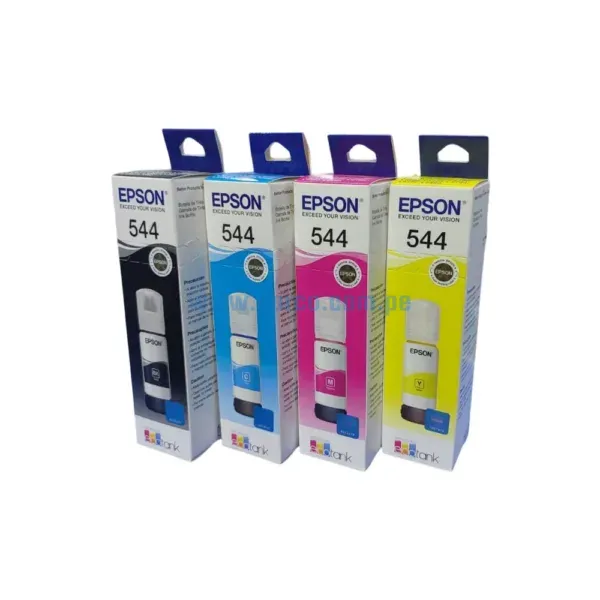 Botella De Tinta Epson 544 Bk, C, M, Y, Para Impresoras Epson EcoTank L3210 / L3250 / L3150 / L3260, Con Rendimiento De 65 Mililitros.