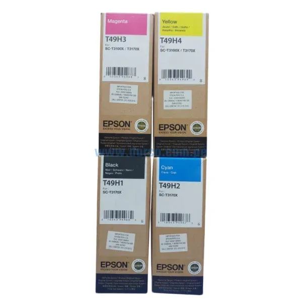 Botella De Tinta Epson T49H 140 ml. Para Impresoras SC-T3100X, SC-T3170X Black, Cyan, Magenta, Amarillo. Rendimiento 6,000 Paginas