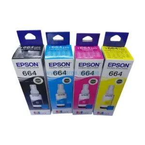 Kit De Tinta Epson T664 Black, Cyan, Magenta, Yellow Para Impresoras Epson EcoTank L200 / L300 / / L350 / L365 / L375, Rendimiento De 70 Ml.