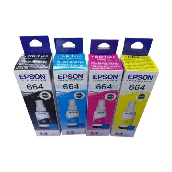 kit-de-tinta-epson-t664-para-l350-l310-original Kit De Tinta Epson T664 Black, Cyan, Magenta, Yellow Para Impresoras Epson EcoTank L200 / L300 / / L350 / L365 / L375, Rendimiento De 70 Ml.