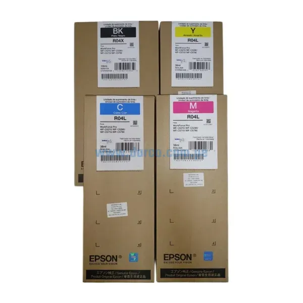 Bolsa De Kit Tinta Epson R04X R04L Para Impresoras Epson Workforce Pro WF C5210 / C5290 / C5710 / C5790, Rendimiento 25.000 Paginas.
