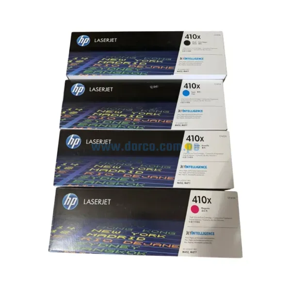 Kit Toner Hp 410X Bk, C, Y, M, Compatible Con Impresoras Hp LaserJet Pro M452dn / M452dw / M452nw / MFP M477fdn / M477fdw / M477fnw.