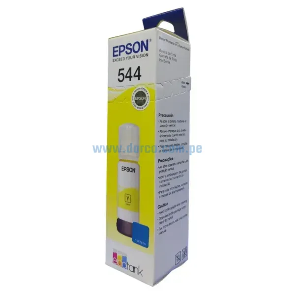 tinta-epson-544-t544420-yellow-para-l3210-l3250-original Botella De Tinta Epson T544420 544 Amarillo, Para Impresoras Epson EcoTank L3210 / L3250 / L3150 / L3260, Con Rendimiento De 65 Mililitros.