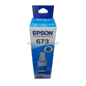Botella De Tinta Epson T673220 (673) Cyan. Para Impresoras Epson EcoTank L800 / L805 / L810 / L850 / L1800, Rendimiento 70 Mililitros.
