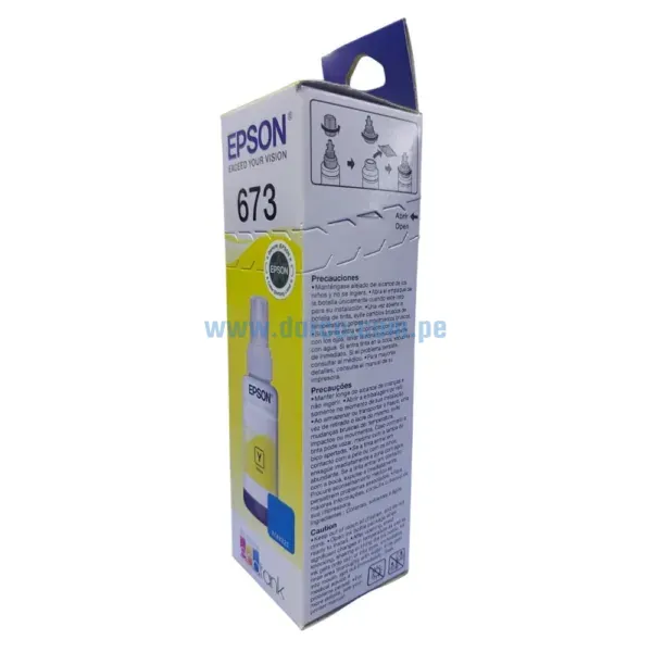 Botella De Tinta Epson T673420 (673) Amarillo, Para Impresoras Epson EcoTank L800 / L805 / L810 / L850 / L1800, Rendimiento 70 Mililitros.