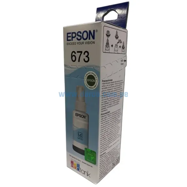 Botella De Tinta Epson T673520 (673) Light Cyan, Para Impresoras Epson EcoTank L800 / L805 / L810 / L850 / L1800, Rendimiento 70 Mililitros.