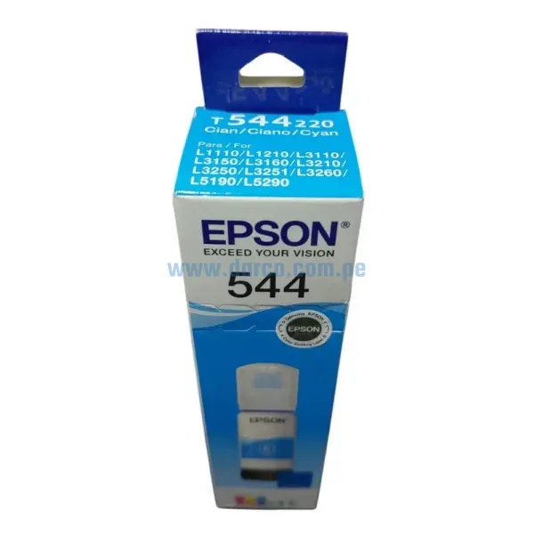 tinta-epson-t544220-544-cian-para-l3210-l3250-original Tinta Epson T544220 544 Cyan, Para Impresoras Epson EcoTank L3210 / L3250 / L3150 / L3260, Con Rendimiento De 65 Mililitros.
