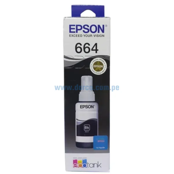 tinta-epson-t664120-664-black-para-l310-l350-original Botella De Tinta Epson T664120 664 Black, Para Impresoras Epson EcoTank L200 / L300 / / L350 / L365 / L375, Con Rendimiento De 70 Mililitros.