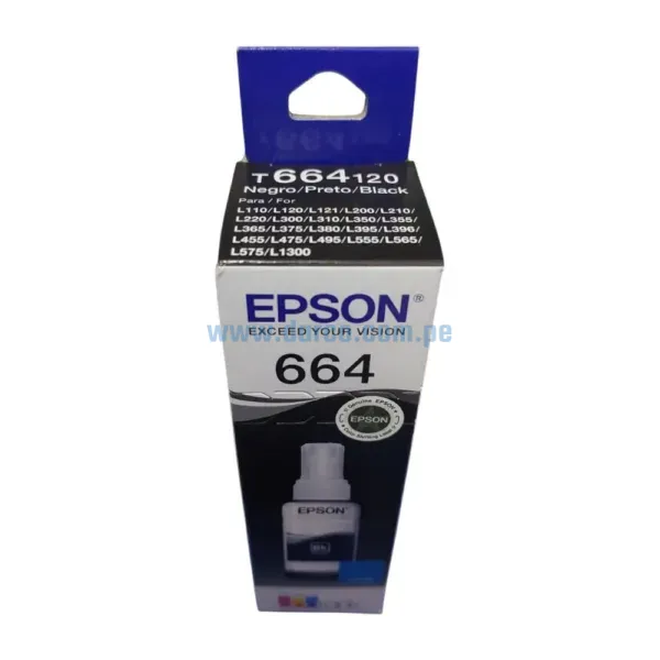 tinta-epson-t664120-664-negro-para-l310-l350-original Botella De Tinta Epson T664120 664 Black, Para Impresoras Epson EcoTank L200 / L300 / / L350 / L365 / L375, Con Rendimiento De 70 Mililitros.