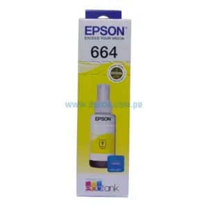 Botella De Tinta Epson T664420 664 Amarillo, Para Impresoras Epson EcoTank L200 / L300 / / L350 / L365 / L375, Con Rendimiento De 70 Ml.