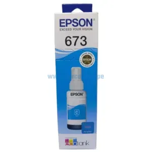 Botella De Tinta Epson T673220 (673) Cyan. Para Impresoras Epson EcoTank L800 / L805 / L810 / L850 / L1800, Rendimiento 70 Mililitros.