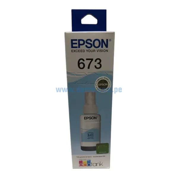 Botella De Tinta Epson T673520 (673) Light Cyan, Para Impresoras Epson EcoTank L800 / L805 / L810 / L850 / L1800, Rendimiento 70 Mililitros.
