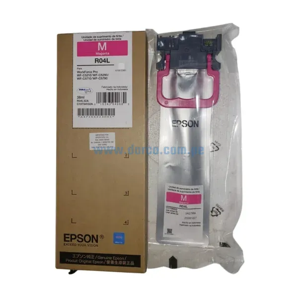 Bolsa De Tinta Epson T941320 R04L Magenta Para Impresoras Epson Workforce Pro WF-C5210 / C5290 / C5710 / C5790, Rendimiento 5K.
