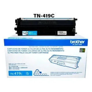Toner Brother TN-419C Cyan, Compatible Con Impresoras MFC-L8900CDW / HL-8360CDW, Con Capacidad De Impresion Hasta 9.000 Paginas.