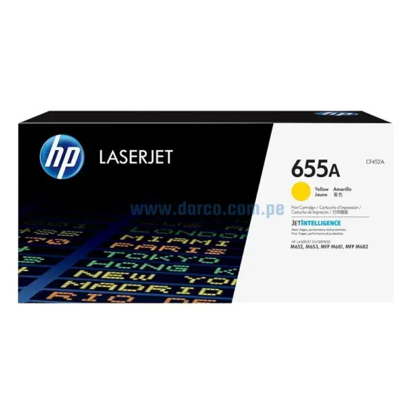 Toner Hp CF452A (655A) Amarillo, Compatible Con Impresoras Hp LaserJet Pro M652n | M652dn | M681f | M681dh | M653dn Rendimiento De 10.500 Pag.