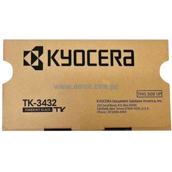 Toner Kyocera TK-3432 Black 1T0C0W0US0. Para Impresoras Kyocera Ecosys MA5500IFX / PA550X, Rendimiento 21.000 Páginas.