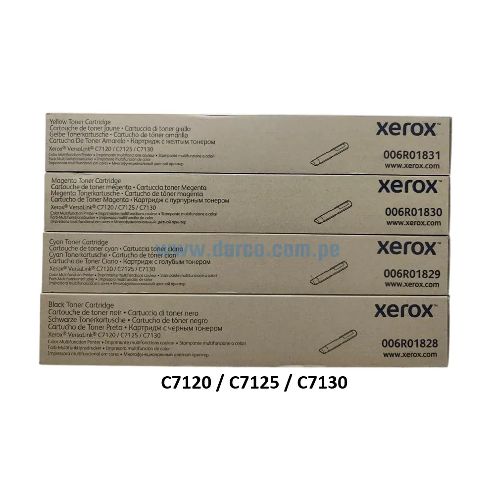Kit De Toner Xerox VersaLink C7120, C7125, C7130, Original Los Toner Xerox Ofrecen Alta Calidad, Colores Nítidos y Rendimientos Extraordinarios