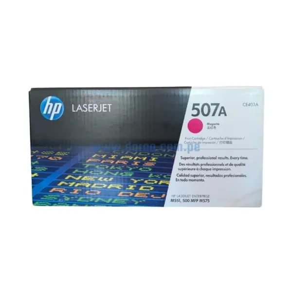 Toner-HP-CE403A-507A-LaserJet-M551-M575-M570-color-Magenta Toner HP CE403A 507A Magenta, Para Impresoras Hp LaserJet M551N, M551DN, M551xh, MFP M575dn, M575f, M570dn. Rendimiento 6,000 Paginas