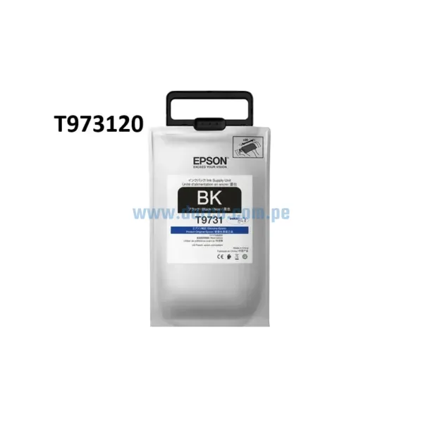 Bolsa De Tinta Epson T973120 T9731 Negro, Para Impresoras Epson Workforce Pro WF-C869R, PX-S7070X, PX-M7070FX. 22.500 Paginas