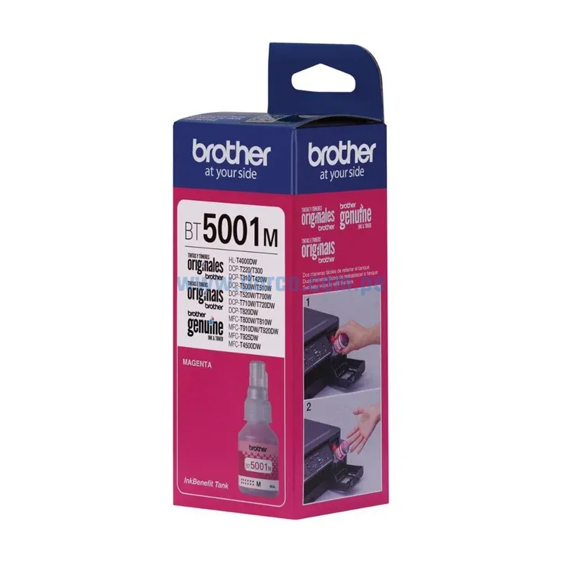 Botella De Tinta Brother BT5001M Magenta, Para Impresoras HL-T4000DW, DCP-T220, T226, T300. Envíos a Nivel Nacional