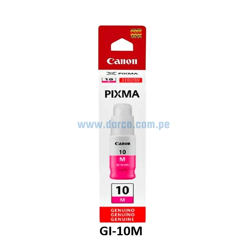 Botella De Tinta Canon GI-10M Magenta, Para Impresoras Canon Pixma G5010 / G5011 / G6010 / G6011 / G7010 / GM2010 / GM2011 Contenido 70ml