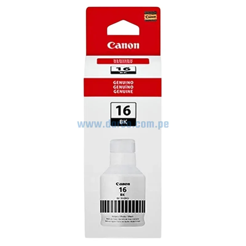 Tinta Canon GI-16BK Maxify Negro, Para Impresoras Canon GX3010 / GX4010 / GX5010 / GX6010 / GX7010, Rendimiento 9.000 Paginas