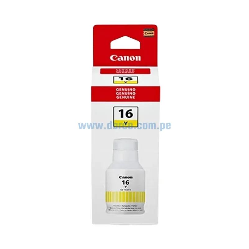Botella De Tinta Canon GI-16Y Maxify Amarillo, Para Impresoras Canon GX3010 / GX4010 / GX5010 / GX6010 / GX7010, Rendimiento 9.000 Paginas