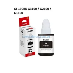 Botella De Tinta Canon GI-190BK Negro, Para Impresoras Canon Pixma G1100, G1110, G2100, G2101, G2110, G2111, G3100, G3101, G3110, G3111, G4100
