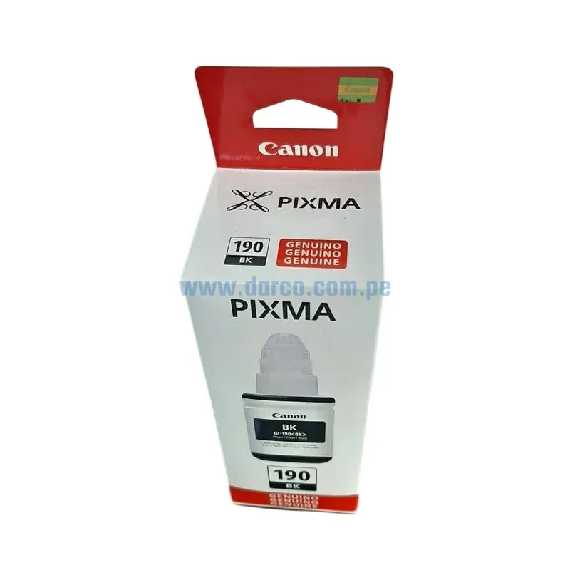 Botella De Tinta Canon GI-190BK Negro, Para Impresoras Canon Pixma G1100, G1110, G2100, G2101, G2110, G2111, G3100, G3101, G3110, G3111, G4100